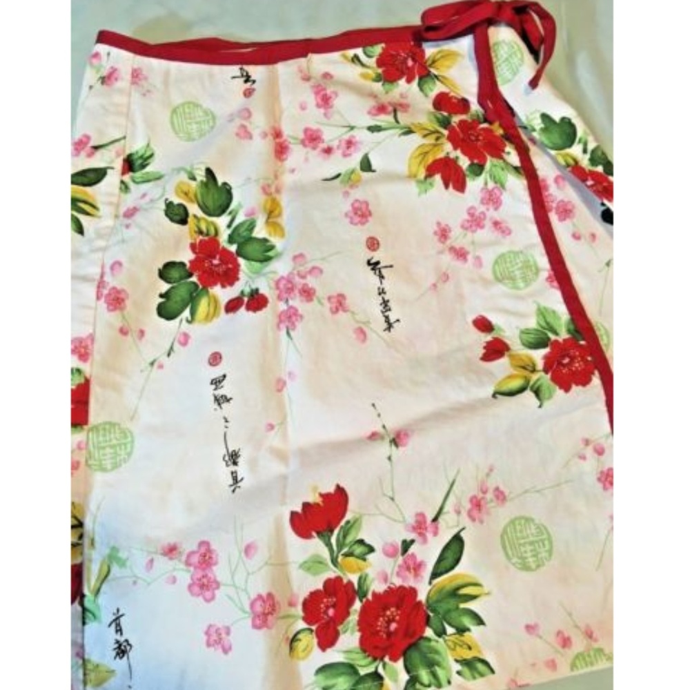 Womens Asian Inspired Cotton Wrap Skirt Sz L